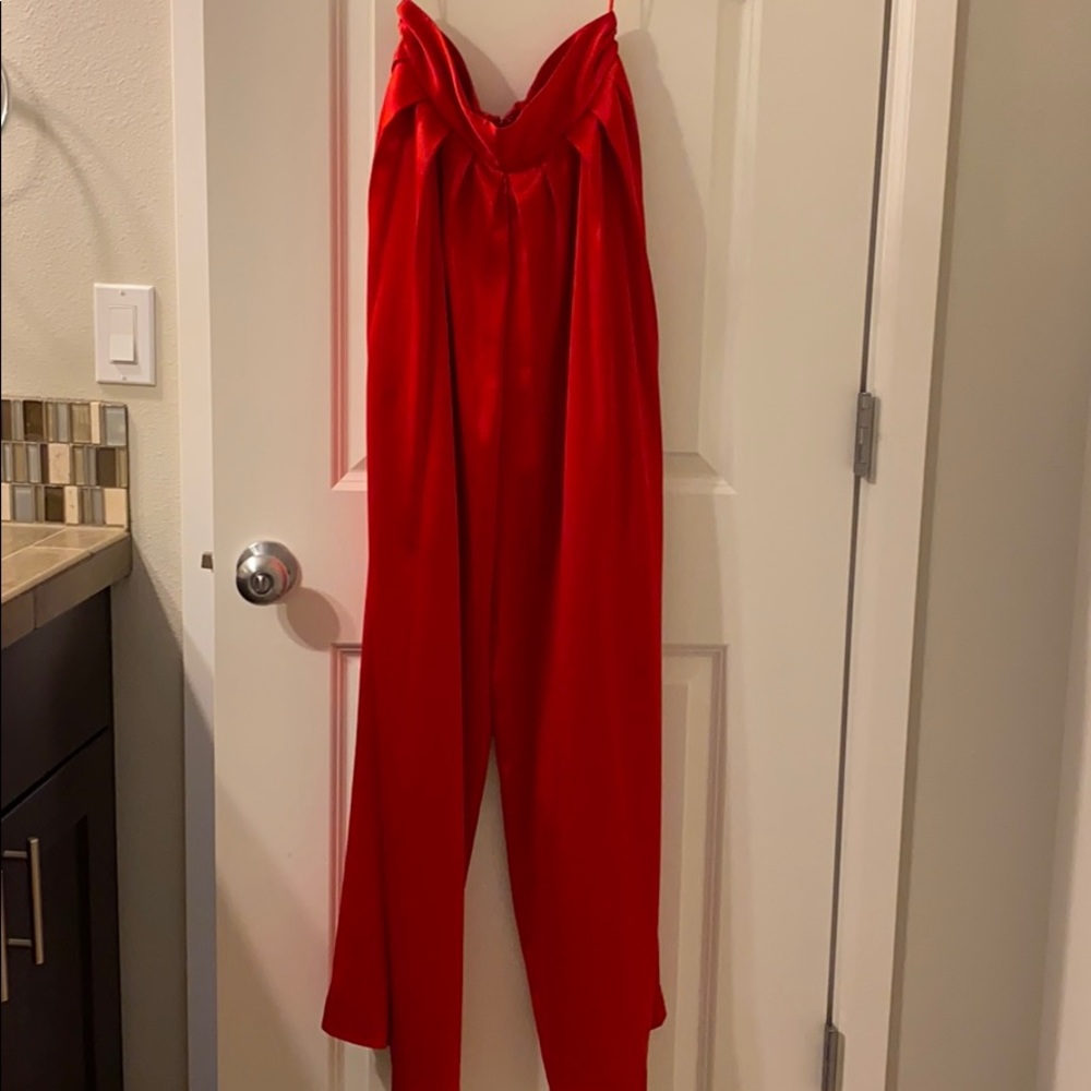 Holiday red satin palazzo pants